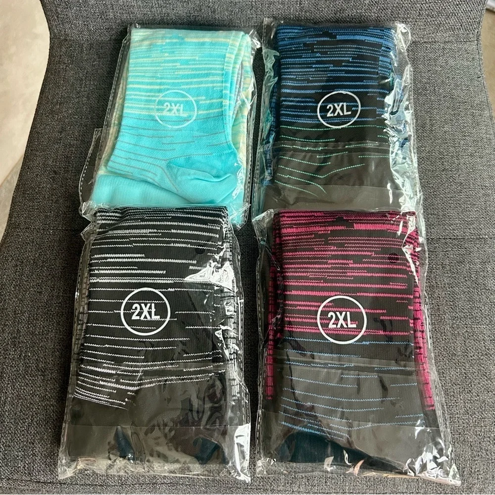 PLUS Size, Ombre Striped Compression Socks, Colorful, Abstract, Travel (1 Pair)